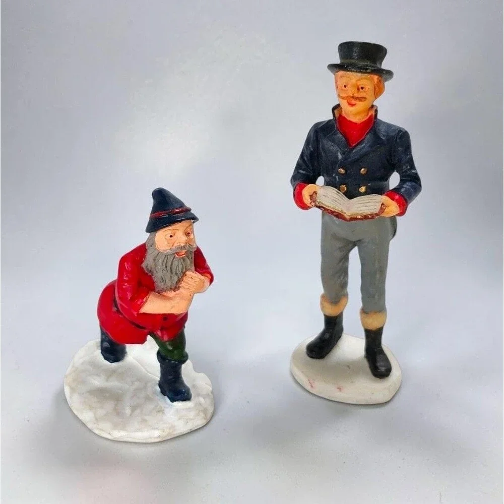 Lemax Christmas Village Figurines Victorian Caroler Elf Helper Pair Vintage